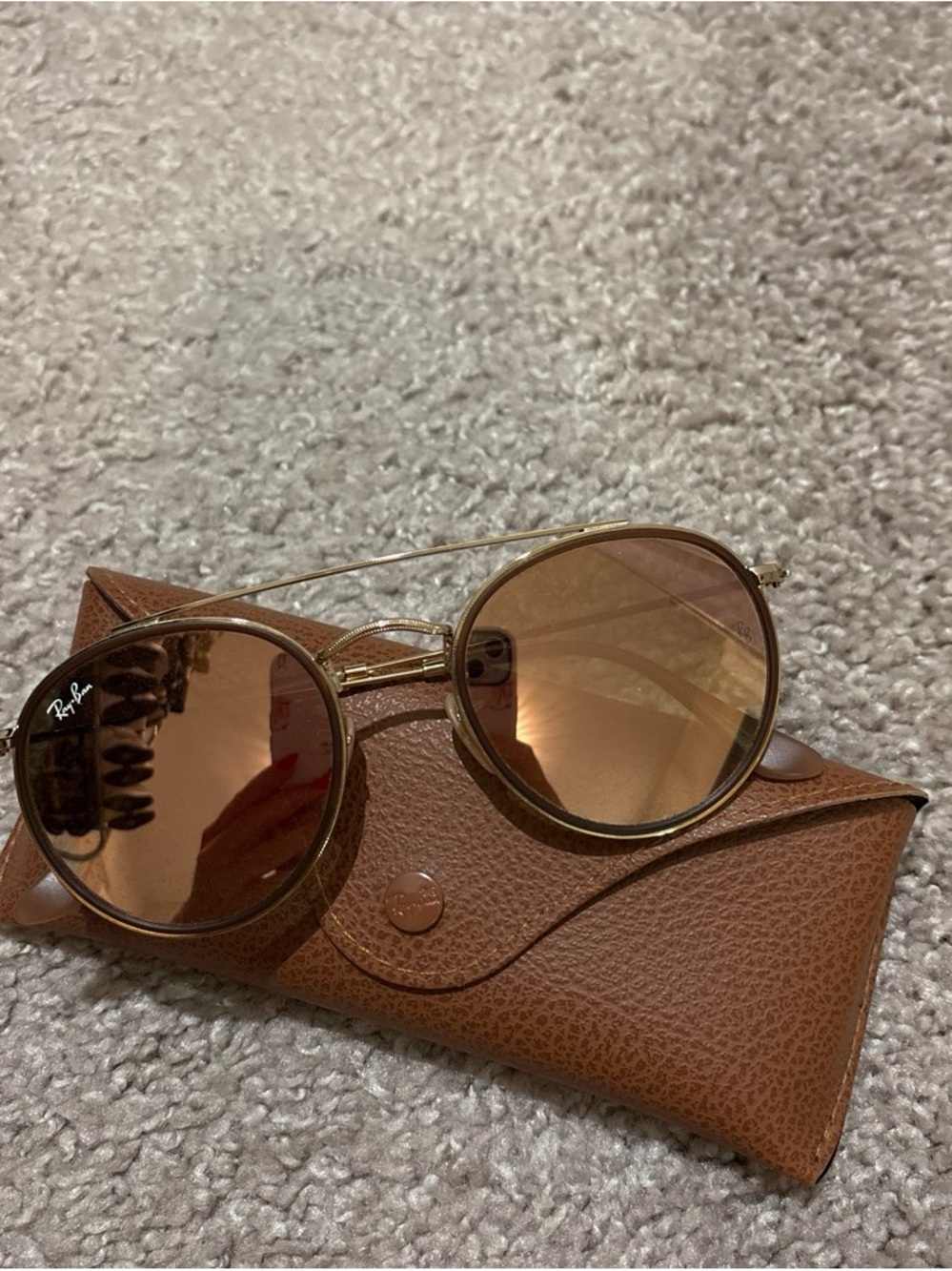 Ray-Ban Gold Frame Sunglasses with Brown Lenses